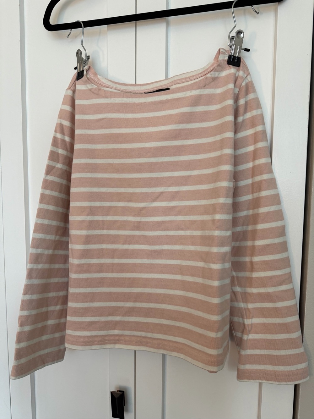 J. Crew Blush and White Striped Long Sleeve Tee